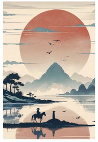 Quadro su tela – Samurai e montagne