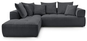 Divano angolare grigio scuro (penisola a sinistra/a L) con rivestimento in ciniglia Whesley – Bobochic Paris