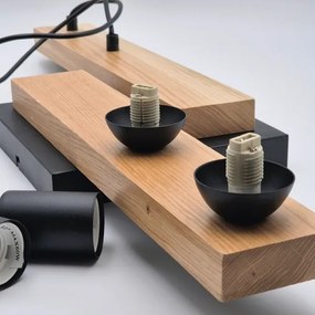 Lampadario a sospensione con filo CORTINA 2xE27/15W/230V + 2xG9/5W/230V nero/quercia