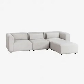 Divano Componibile In 3 Pezzi Con Pouf Fogler Tessuto Grigio Chiaro - Sklum