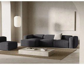 Divano angolare grigio scuro (con penisola a sinistra/con chaise lounge) con rivestimento in velluto a coste Bergamo – Cosmopolitan Design