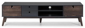 Tavolo TV grigio antracite con gambe in legno di pino Kiara - Marckeric