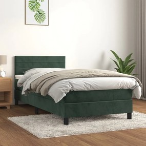 Giroletto A Molle Con Materasso Verde Scuro 90x200 Cm Velluto /