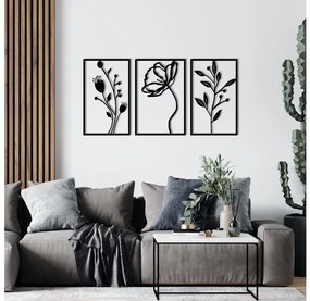 SET 3x Decorazione da muro 78x39 cm fiori metallo