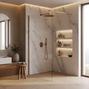 Parete doccia Rea Flexi Transparent / Brush Copper 130