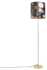 Lampada da terra oro / ottone paralume velluto fiori 40/40 cm - PARTE