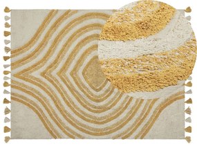 Tappeto cotone beige chiaro e senape 140 x 200 cm BINGOL Beliani