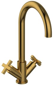 Rubinetto per lavabo Los Angeles oro spazzolato satinato HUBER H 33.8 cm