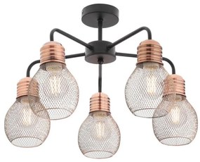 Redo 01-1577 - Lampadario su asta EDISON 5xE27/42W/230V Ø 53 cm nero/rame
