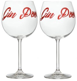 Set 2 calici cocktail con scritta Gin Passion, in vetro