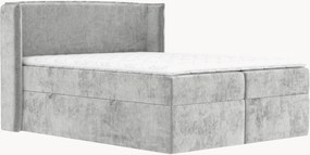 Letto boxspring in ciniglia fatto a mano con contenitore Skyline, H3