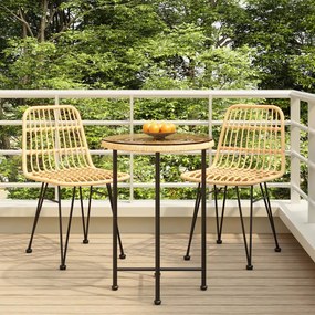 Set Da Pranzo Da Giardino 3 Pz İn Polyrattan /