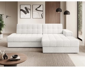 Divano angolare color crema allungabile (con penisola a destra/con chaise lounge) con rivestimento in bouclé Blezalt – ELTAP