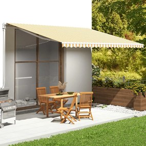 Tessuto Di Ricambio Per Tenda Da Sole Giallo E Bianco 5x3,5 M /