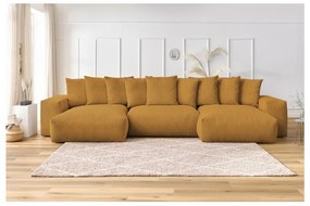 Divano angolare color senape con rivestimento in velluto a coste Voltaire – Bobochic Paris