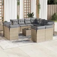 Set Divani da Giardino 12 pz con Cuscini Beige in Polyrattan 3250358