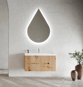 Mobile bagno con lavabo L 100 x H 50.5 x P 40 cm rovere oro in mdf, 1 anta 2 cassetti per vasca centrale Portofino