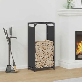 Rastrelliera Per Legna Da Ardere Nera 44x28x90 Cm /