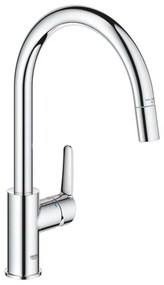 Rubinetto da cucina con doccetta a collo di cigno Start Clova Quickfix argento cromato lucido GROHE