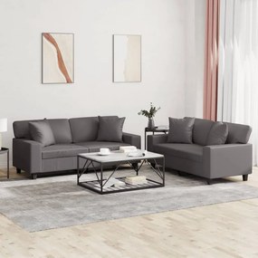 Set di divani 2 pz con cuscini grigio in similpelle