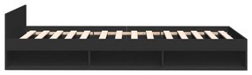Giroletto con cassetto nero 90x190 cm in legno multistrato