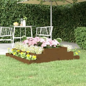 Fioriera Marrone Ambra 110x110x27 Cm İn Legno Massello Di Pino /