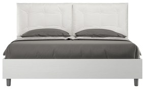 Letto matrimoniale senza rete 160x190 bianco frassino cuscini similpelle bianco Egos Annalisa