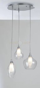 Lampadario a sospensione skyline doppio vetro trasparente e bianco ...