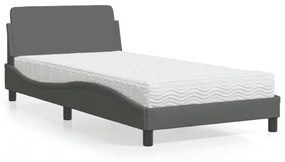 Letto con materasso grigio scuro 100x200 cm in tessuto