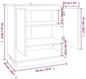 Credenza Bianco Lucido 70x41x75 cm in Truciolato