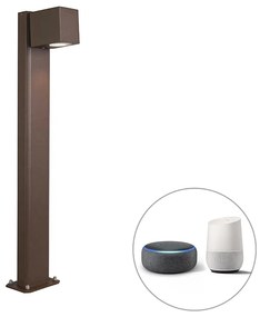 Lampada da terra per esterni intelligente 65 cm marrone ruggine IP44 con Wi-Fi GU10 - Baleno