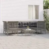 Set Divani da Giardino 7 pz con Cuscini in Polyrattan Grigio 3187564