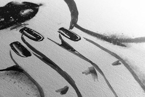 Stampa su tela – Ritratto di donna in acquerello in bianco e nero
