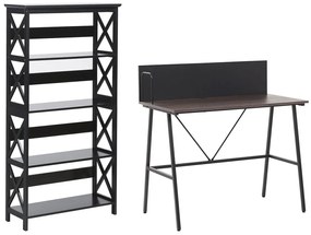 Set di mobili da ufficio legno scuro e nero FOSTER/HASTINGS Beliani