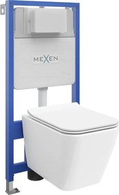Mexen set da incasso WC telaio Fenix Slim con vaso WC Cube e sedile a chiusura rallentata, bianco lucido - 61030924000