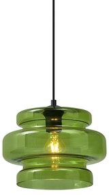 Lampada a sospensione retrò nera con vetro verde - Denise