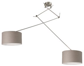 Lampada a sospensione in acciaio con paralume 35 cm taupe regolabile - BLITZ II