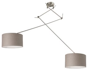 Lampada a sospensione in acciaio con paralume 35 cm tortora regolabile 2 luci - Blitz
