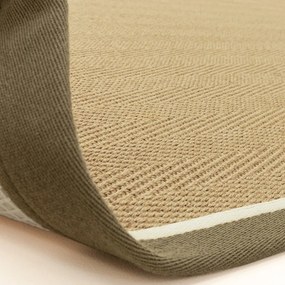 Tappeto in juta reversibile e tessuto a mano colore cachi e naturale 240x340 cm Bordo Herringbone Khaki - Asiatic Carpets