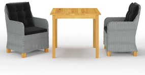 Set Mobili Da Pranzo Per Giardino 3 Pz Grigio Chiaro /