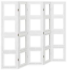Divisorio ambienti 5pannelli bianco legno massello di paulownia