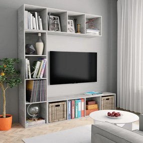 Set Mobili Libreria/porta Tv 3 Pz Grigio Cemento 180x30x180 Cm /