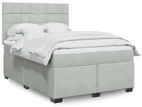 Giroletto a molle con materasso grigio chiaro 140x200cm velluto