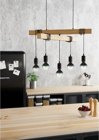 Eglo 43629 - Lampadario su corda TOWNSHEND 5xE27/60W/230V