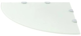 Scaffali angolari 2 pz supporti cromati e vetro bianco 45x45 cm