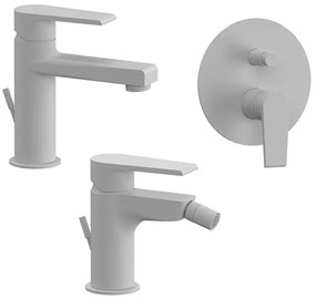 Set miscelatori lavabo bidet e doccia incasso bianco opaco Mariani Artic