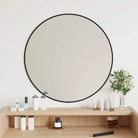 Specchio da Parete Rotondo con Cornice Elegante per Arredamento Interni, Ø 60 cm / Nero