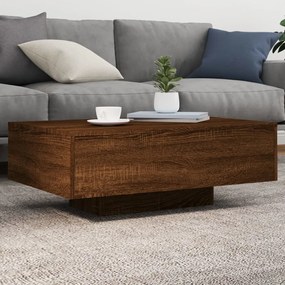 Tavolino Da Soggiorno Con Luci Led Rovere Marrone 85x55x31 Cm /