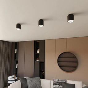 Plafoniera Moderna 1 Luce Faretto Ptah In Acciaio Nero