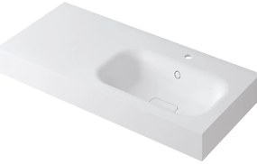 Lavabo a incasso rettangolare vasca a destra L 100.5 x H 15 x P 46 cm in resina bianco lucido